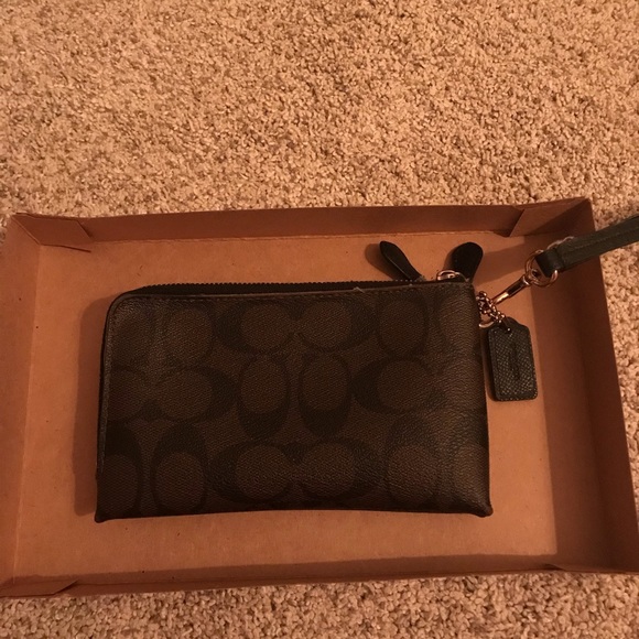 Coach Logo Double Zipper Wristlet Bag - Picture 6 of 7